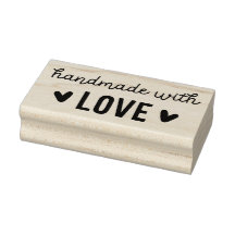 Handmade With Love Wooden Rubber Stamp