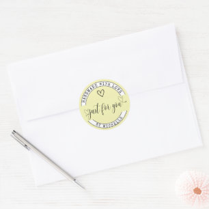 Handmade With Love Yellow Elegant Script Sticker