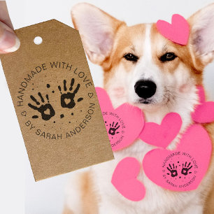 Handmade With Love Your Shop And Name Rubber Stamp