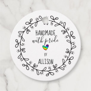 Handmade With Pride Rainbow Artisan 2-Sided Hang Favour Tags
