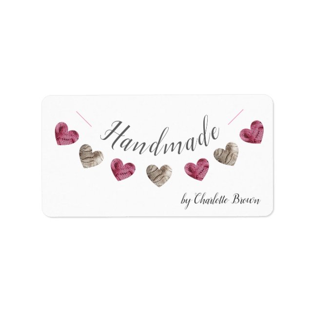 handmade wool knitted heart label (Front)