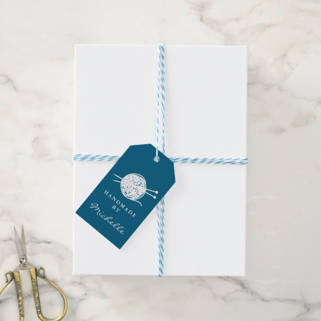 Handmade wool knitting personalized Gift Tag (With Twine)