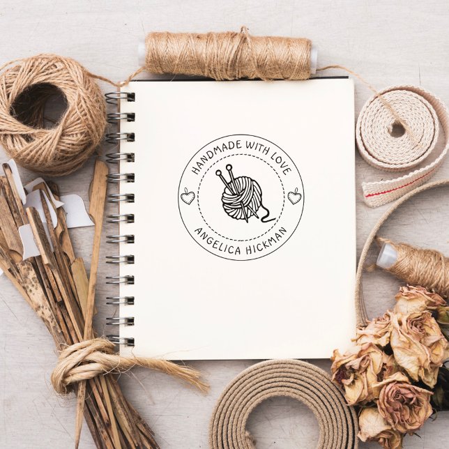 Handmade Yarn & Needles Custom | Handwritten Self-inking Stamp (Creator Uploaded)