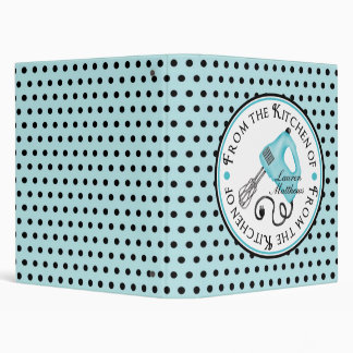 Handmixer Polka Dot Recipe Binder- blue Binder