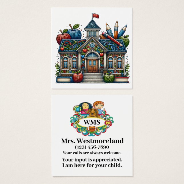 Handout Card School-Teacher See Reverse (Front & Back)