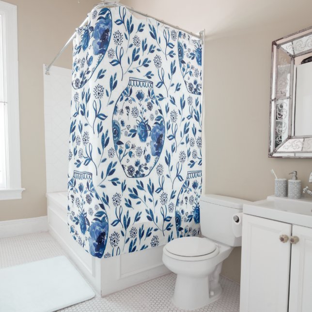Handpainted Blue & White Chinoiserie Floral Style (In Situ)