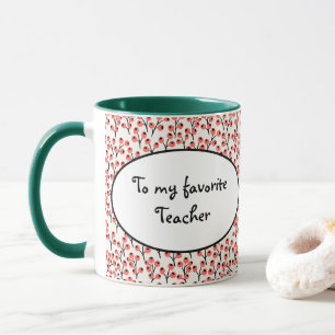 Handpainted Christmas Branches Berries Red White Mug