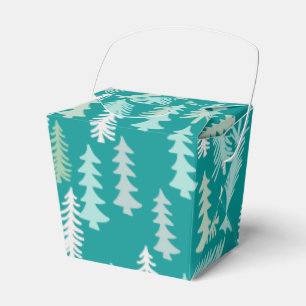 Handpainted Christmas Trees Aqua White Blue Teal Favor Box