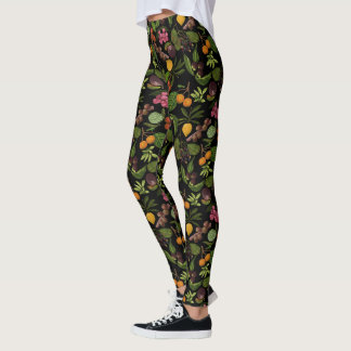 Handpainted Colourful Exotic Tropical Fruit Patter Leggings