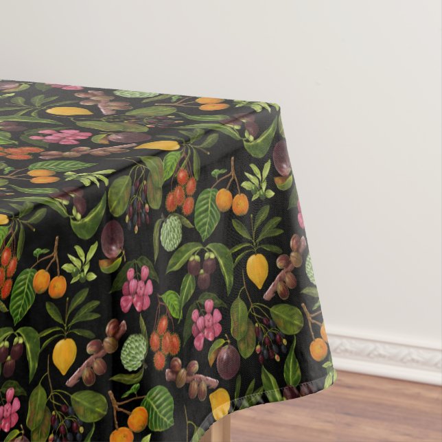Handpainted Colourful Exotic Tropical Fruit Patter Tablecloth (In Situ)