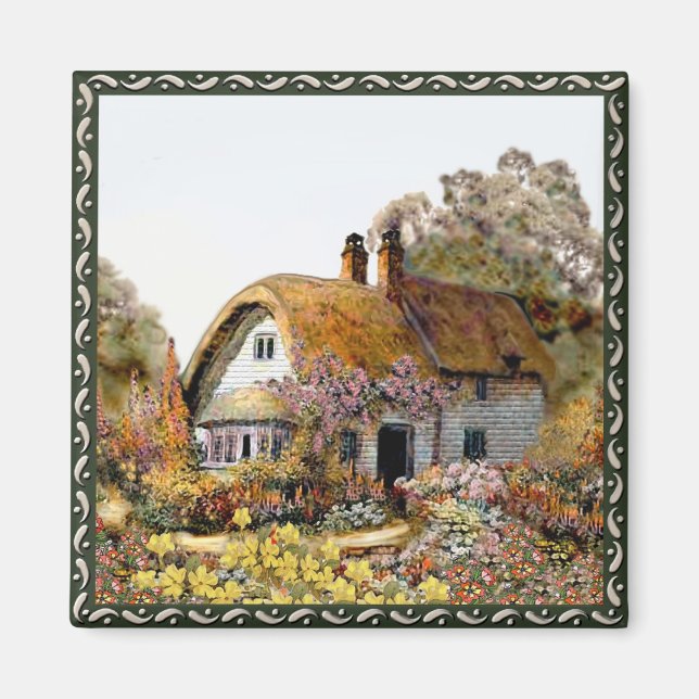 Handpainted Country Cottage Magnet (Front)