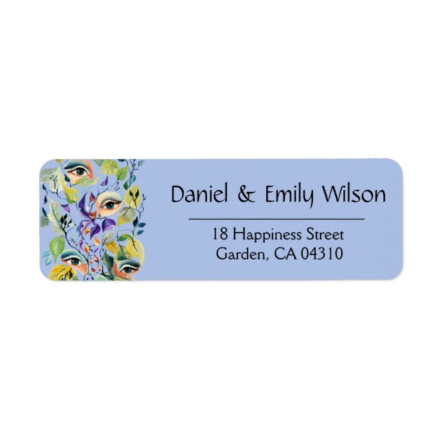 Handpainted Elegant Feminine Eyes Colourful Leaves (Front)