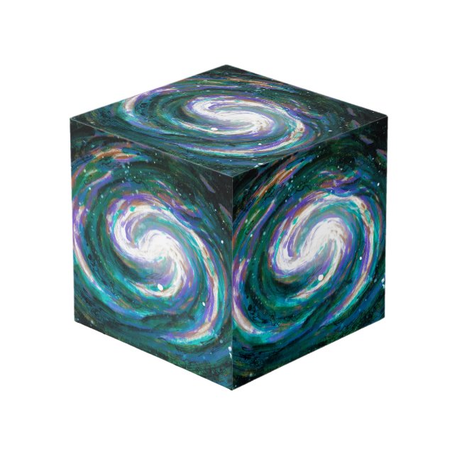 Handpainted Galaxy Cube (Front Angled)