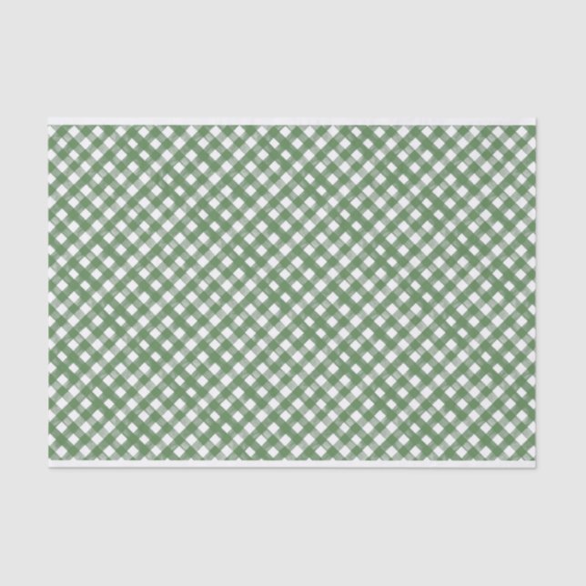 HANDPAINTED GINGHAM Green Mix w/Toile Tissue Paper (Front)