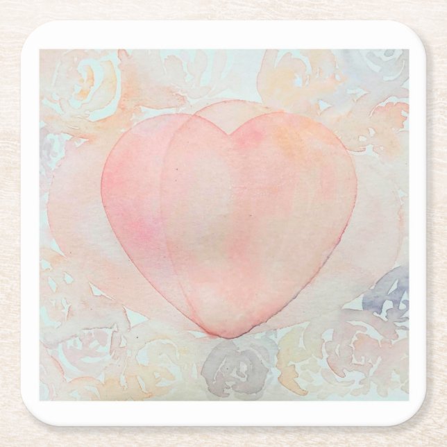 Handpainted Goddess Heart Square Paper Coaster (Front)