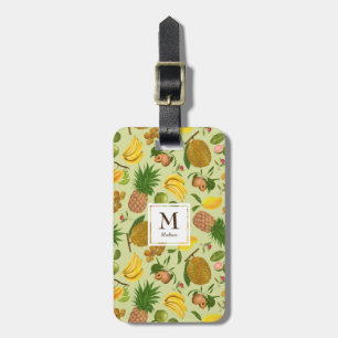 Handpainted Juicy Tropical Fruits Monogram Luggage Tag