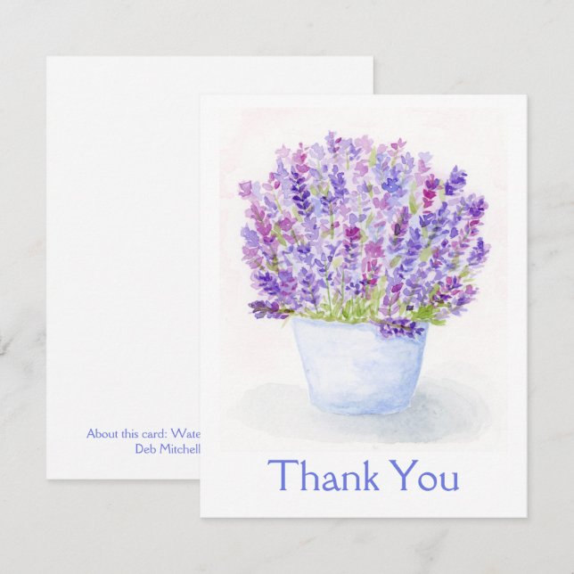Handpainted Loose Watercolor Lavender Floral  Card (Front/Back)