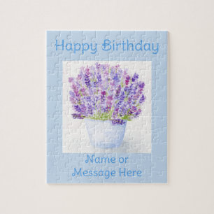 Handpainted Loose Watercolor Lavender Floral Jigsaw Puzzle