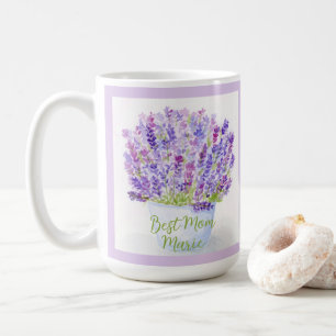 Handpainted Loose Watercolor Lavender Floral MOM Coffee Mug