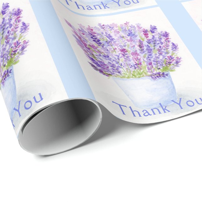 Handpainted Loose Watercolor Lavender Floral  Wrapping Paper (Roll Corner)