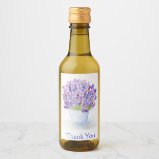 Handpainted Loose Watercolor Lavender THANK YOU Wine Label