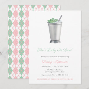 Handpainted Mint Julep Argyle Derby Bridal Shower Invitation