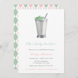 Handpainted Mint Julep Argyle Derby Bridal Shower Invitation
