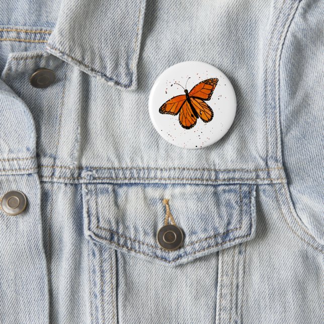 Handpainted Monarch Butterfly Button (In Situ)