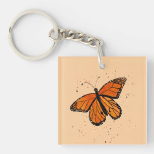 Handpainted Monarch Butterfly in Watercolor Keychain