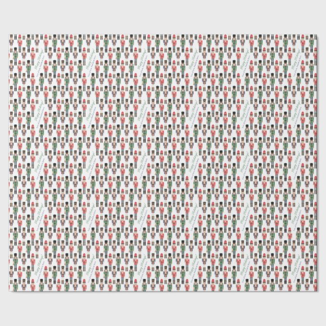 Handpainted Nutcracker Toy Soldier Merry Christmas Wrapping Paper (Seam)