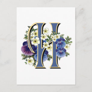 Handpainted Pansy Initial - H Postcard