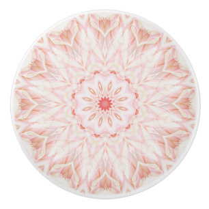 Handpainted Pastel Apricot Mandala Ceramic Knob