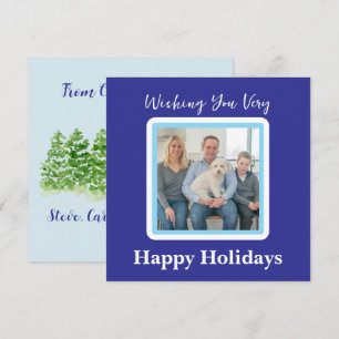 Handpainted Snowy Winter Trees BLUE PHOTO CARD
