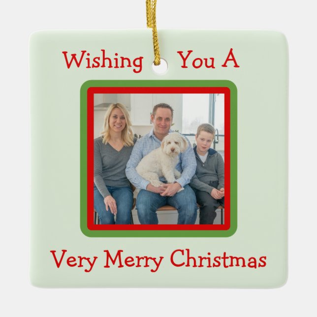 Handpainted Snowy Winter Trees PHOTO  Ceramic Ornament (Front)