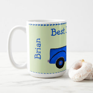 Handpainted Vintage Blue Truck NAME Dad Birthday Coffee Mug