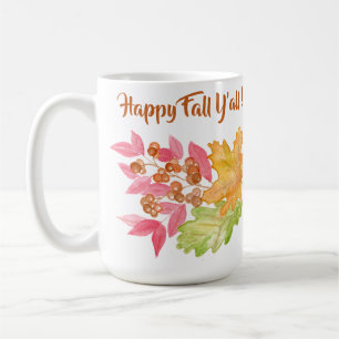 Handpainted Watercolor Autumn Leaves + Berries Mug
