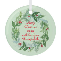 Handpainted Watercolor Christmas Holiday Wreath 