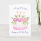 Handpainted Watercolor Floral BIRTHDAY Cake Name