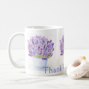 Handpainted Watercolor Lavender THANK YOU Name Coffee Mug
