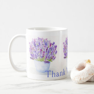 Handpainted Watercolor Lavender THANK YOU Name Coffee Mug