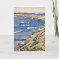 Handpainted Watercolor Nautical  Birthday Card