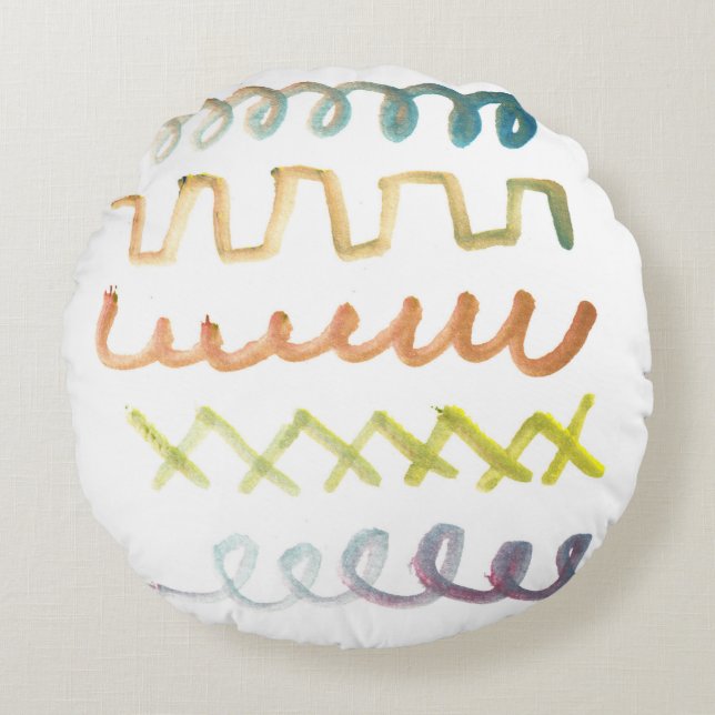 handpainted watercolor round pillow (Front)