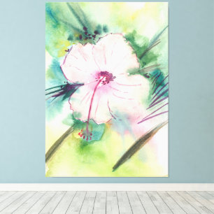 Handpainted Watercolour Belizean Hibiscus Flower Canvas Print