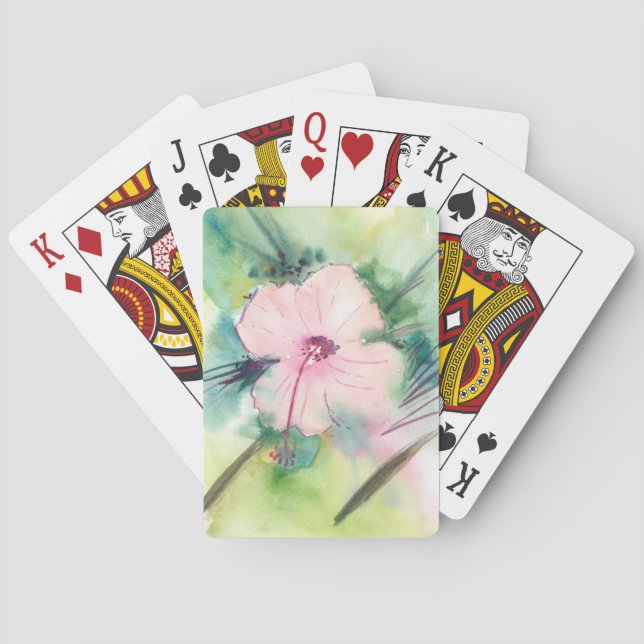 Handpainted Watercolour Belizean Hibiscus Flower Playing Cards (Back)