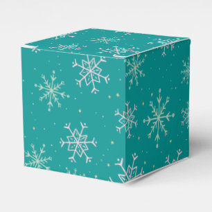 Handpainted White & Aqua Snowflakes on Teal Favor Box