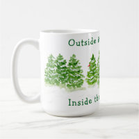 Handpainted Winter Trees Outside Snow Fires Glowin