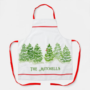 Handpainted Winter Trees PERSONALIZE NAME Apron