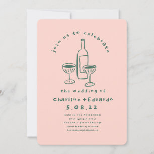Handpainting Retro  Contemporary Art Wedding  Invitation