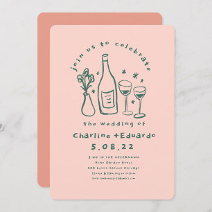 Handpainting Retro Contemporary Art Wedding Invitation
