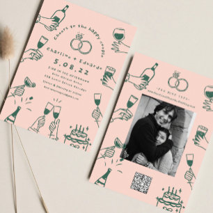 Handpainting Retro Contemporary Art Wedding Invitation
